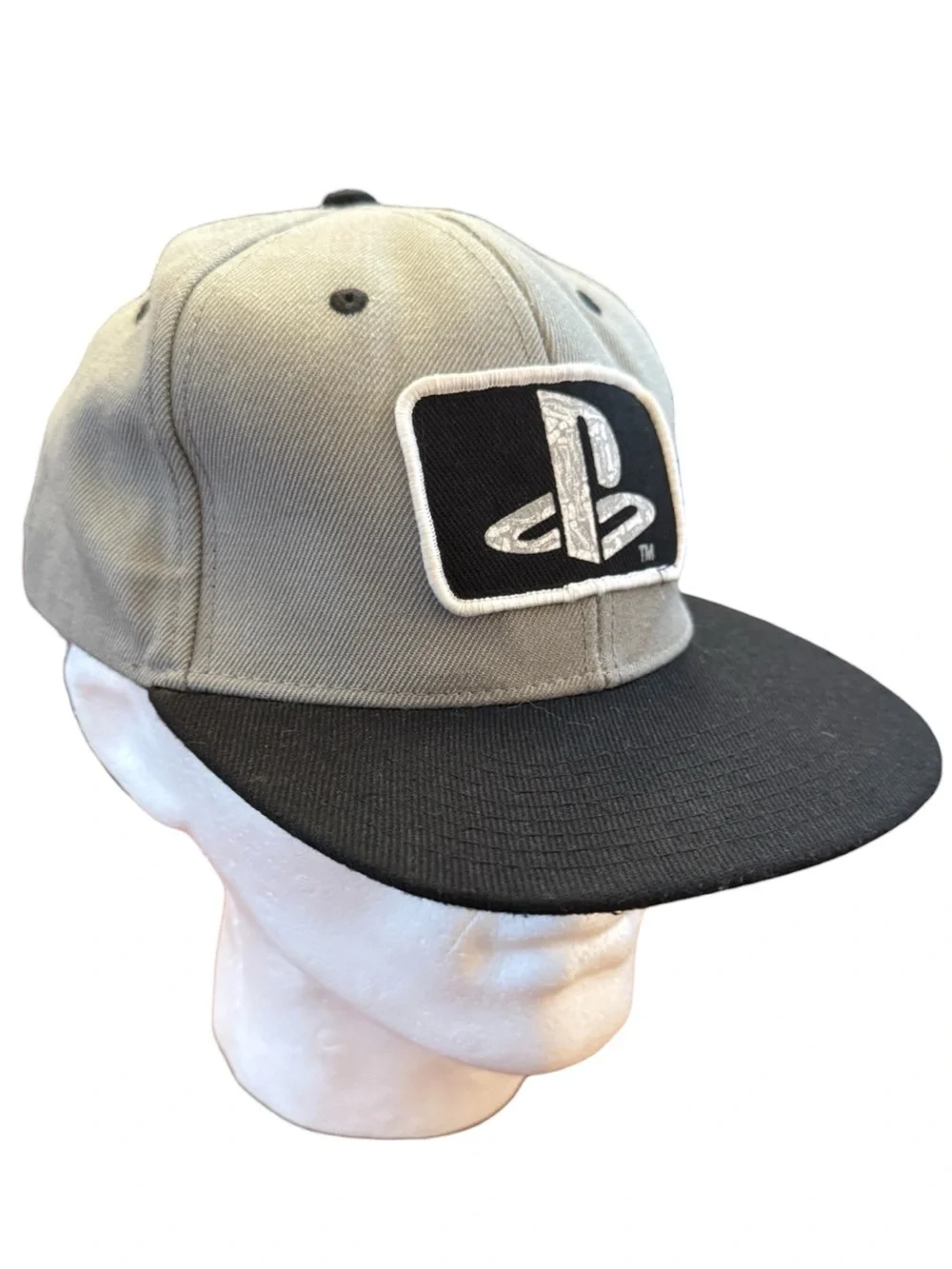 PlayStation PS Logo Snapback Hat Gray Black Sony Gaming Gamer Cap Y2K Style